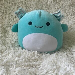 Cute Teal Plush Toy with Silver Accents